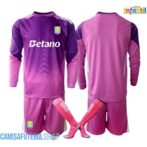 Camisa de time de futebol Aston Villa Goleiro Replicas 3º Equipamento Infantil 2025-26 Manga Comprida (+ Calças curtas)